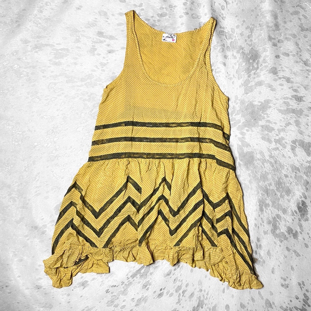 Free people swing dress in yellow polka dot sz xs